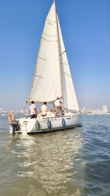 A crew out together on a private sailboat